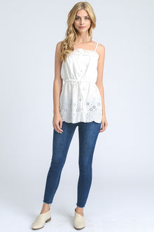  Women's White Button Down Scalloped Tank - [product_category], Minx Boutique-Southbury