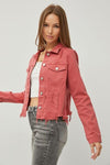 RISEN Raw Hem Button Up Cropped Denim Jacket - [product_category], Minx Boutique-Southbury