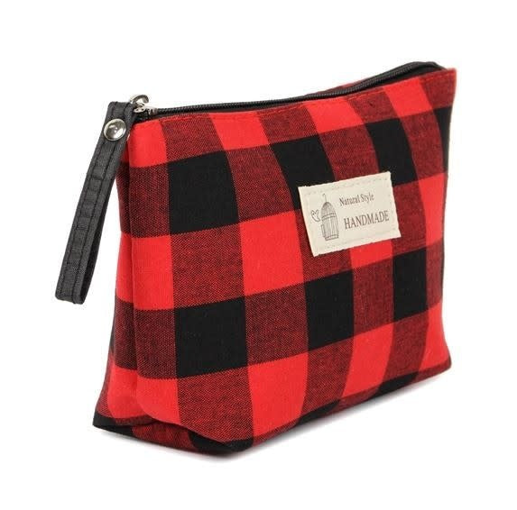 Plaid Cosmetic Bag Red/Black Purse