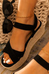 Women's black sandal wedge - [product_category], Minx Boutique-Southbury