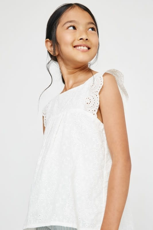 Hayden Girls White Lace Shoulder Eyelet Peplum Top - [product_category], Minx Boutique-Southbury