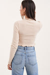 Ruffle Edge Ribbed Long Sleeve Crop Top - [product_category], Minx Boutique-Southbury