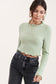 Ruffle Edge Ribbed Long Sleeve Crop Top Sage Large Top