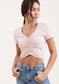 Soft Pink Cropped V-neck Tee Medium T-shirt