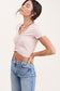 Soft Pink Cropped V-neck Tee T-shirt