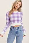 Plaid Lavender Cropped Sweater Top - [product_category], Minx Boutique-Southbury