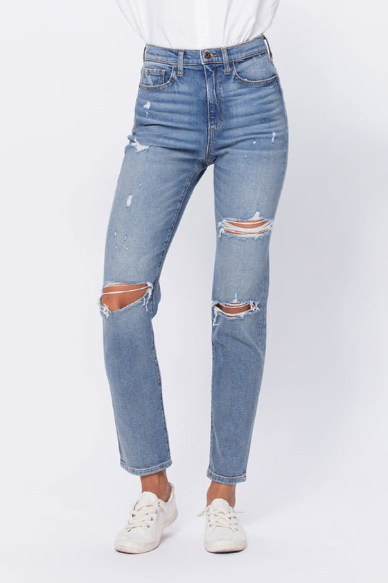 Sneak Peek Super High Rise Distressed Ankle Mom Jeans - [product_category], Minx Boutique-Southbury