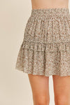 Crinkled Ditsy Brown Floral Skirt - [product_category], Minx Boutique-Southbury