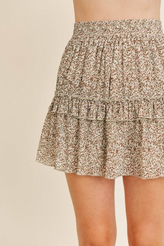 Crinkled Ditsy Flower Skirt skirt