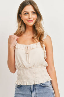  Ivory Ruffle Smock Waste Cami - [product_category], Minx Boutique-Southbury