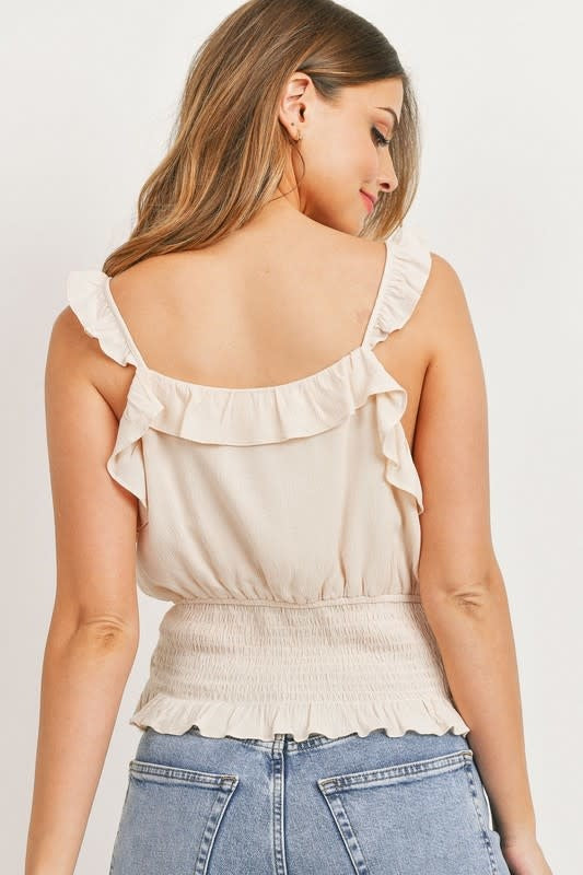 Ivory Ruffle Smock Waste Cami - [product_category], Minx Boutique-Southbury