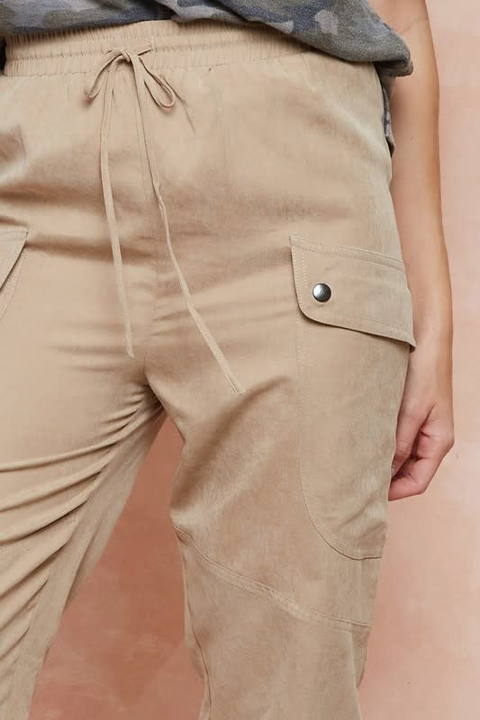 Women's Tan Lightweight Cargo Pocket Jogger Medium Pants