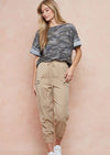 Women's Tan Lightweight Cargo Pocket Jogger - [product_category], Minx Boutique-Southbury