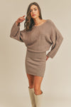 Mocha Knit Long Sleeve Sweater Dress - [product_category], Minx Boutique-Southbury