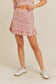 Pink Ruched Ruffle Mini Skirt