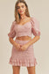 Pink Ruched Ruffle Mini Skirt