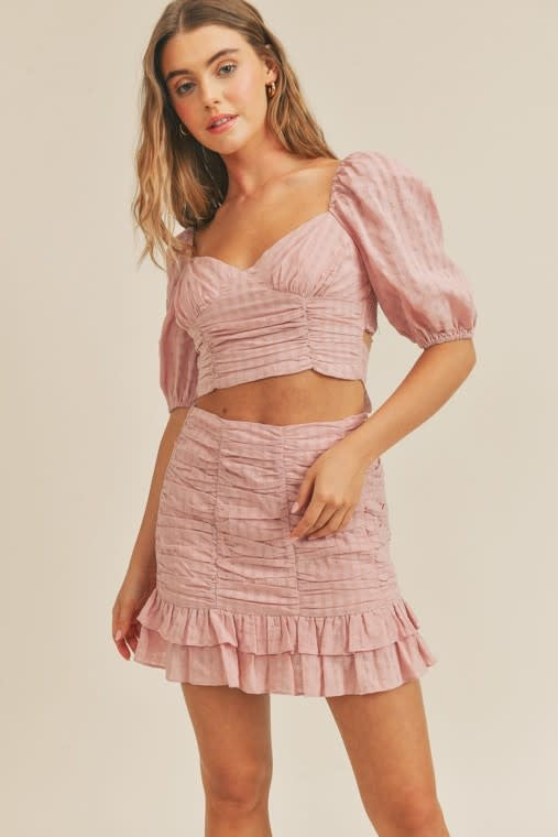 Pink Sweetheart Ruched Crop Top Shirt