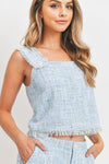 Tweed Fleck Top Baby Blue - [product_category], Minx Boutique-Southbury