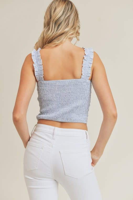 Blue Gingham Ruffle Tank - [product_category], Minx Boutique-Southbury