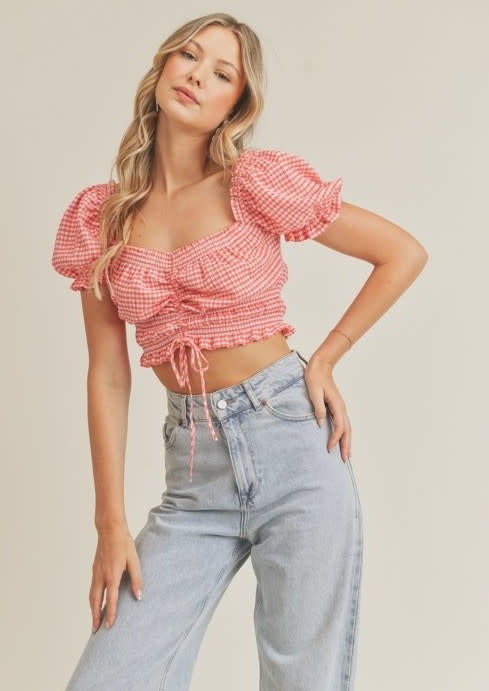 Red Gingham Cropped Blouse - [product_category], Minx Boutique-Southbury