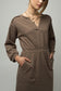 Long Sleeve V-Slit Dress in Mocha Medium Dress