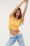 Cropped Short Sleeve Poet Top in Yellow - [product_category], Minx Boutique-Southbury