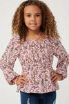 Girls Ditsy Floral Ruffled Neck Long Sleeve Top - [product_category], Minx Boutique-Southbury