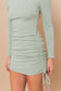 Long Sleeve Ruched Mini Dress in Olive Large dress