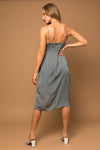 Side Wrap Satin Jacquard Dress in Silver/Grey - [product_category], Minx Boutique-Southbury
