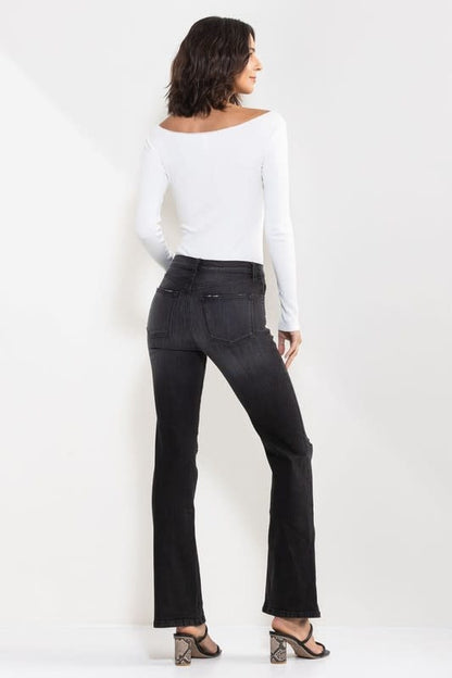 Sneak Peek High Rise Slim Bootcut Jeans with Knee Slits