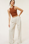 Wide Leg Casual Sweatpants in Beige - [product_category], Minx Boutique-Southbury