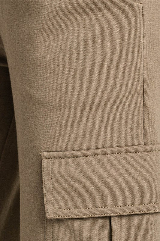 Cozy Cargo Wide Leg Sweatpants - Dusty Olive Sweat Pant