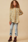 Hayden Girls Pocketed Mustard Plaid Button Up Shirt - [product_category], Minx Boutique-Southbury