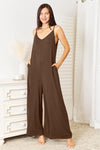 Double Take Full Size Soft Rayon Spaghetti Strap Tied Wide Leg Jumpsuit - [product_category], Minx Boutique-Southbury