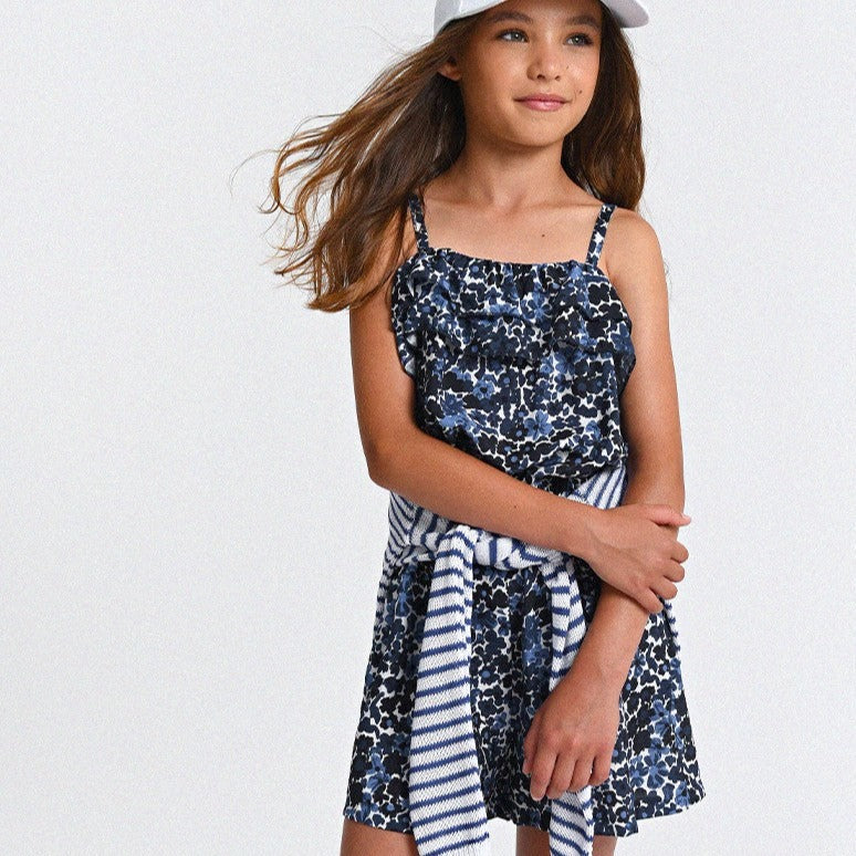 Molly Bracken Girls Navy Marine Woven Shorts Romper Romper