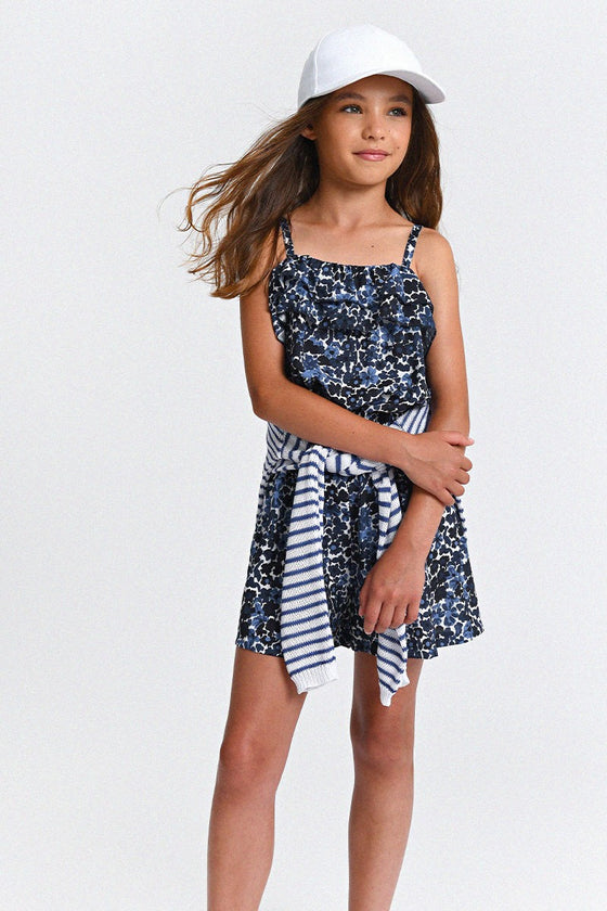 Girls Navy Floral Shorts Romper - [product_category], Minx Boutique-Southbury