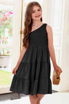 One-Shoulder Sleeveless Tiered Dress - [product_category], Minx Boutique-Southbury