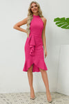 Ruffled Grecian Neck Fitted Dress - [product_category], Minx Boutique-Southbury