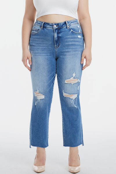 BAYEAS Full Size Mid Waist Distressed Ripped Straight Jeans - [product_category], Minx Boutique-Southbury