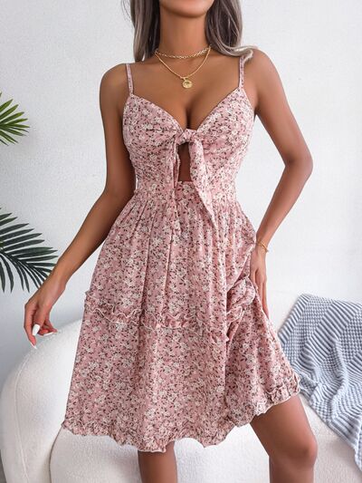 Frill Ditsy Floral Spaghetti Strap Mini Dress - [product_category], Minx Boutique-Southbury