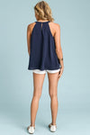 Navy Halter Neck top with Pleat Detail - [product_category], Minx Boutique-Southbury