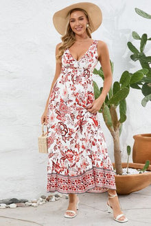 Printed V-Neck Wide Strap Dress - [product_category], Minx Boutique-Southbury