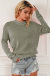 Striped Mock Neck Dropped Shoulder Sweater - [product_category], Minx Boutique-Southbury