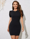 Black Backless Round Neck Short Sleeve Dress - [product_category], Minx Boutique-Southbury