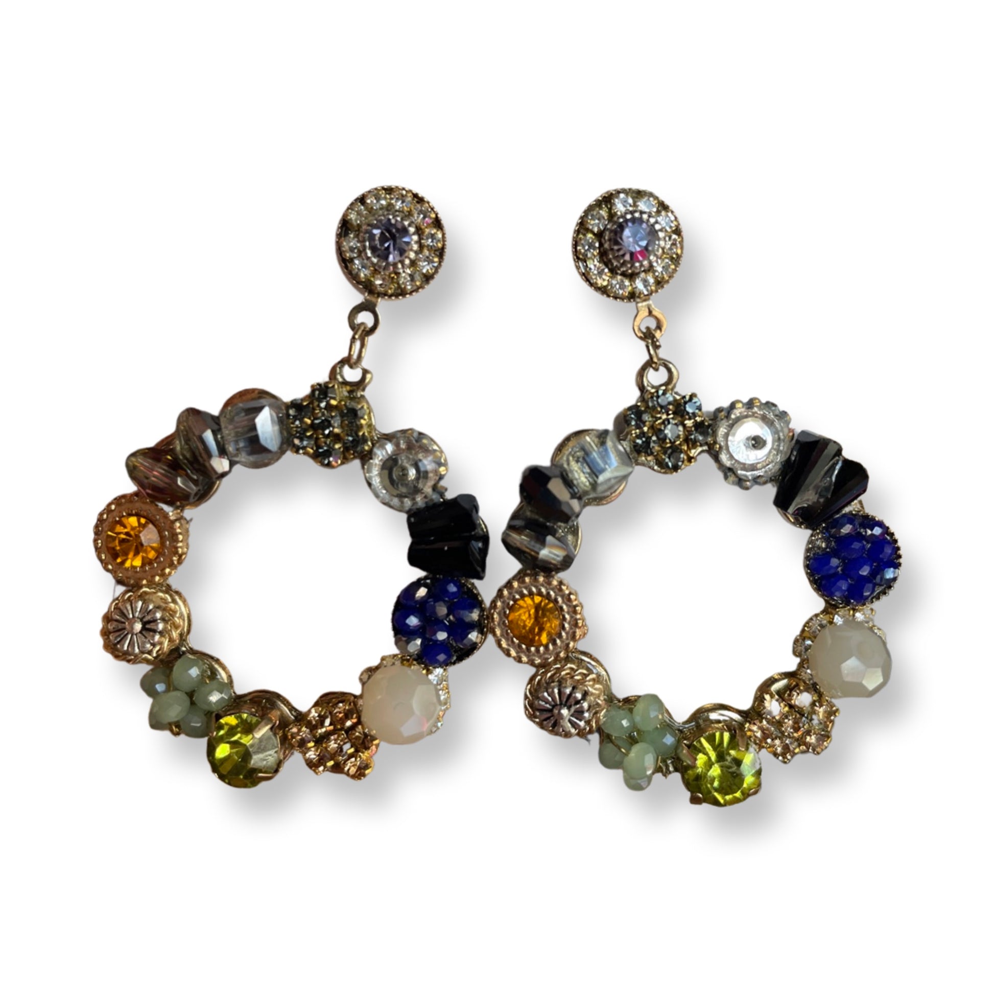 Floral Hoop Dangle Earrings Dark Floral accessories