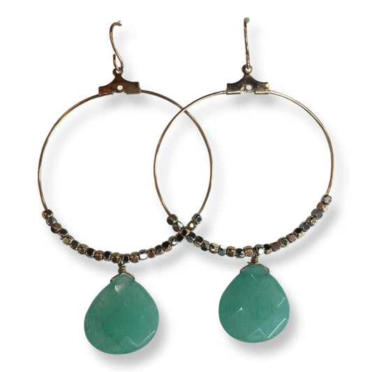 Blue Stone Dangle Hoop Earrings Accessories
