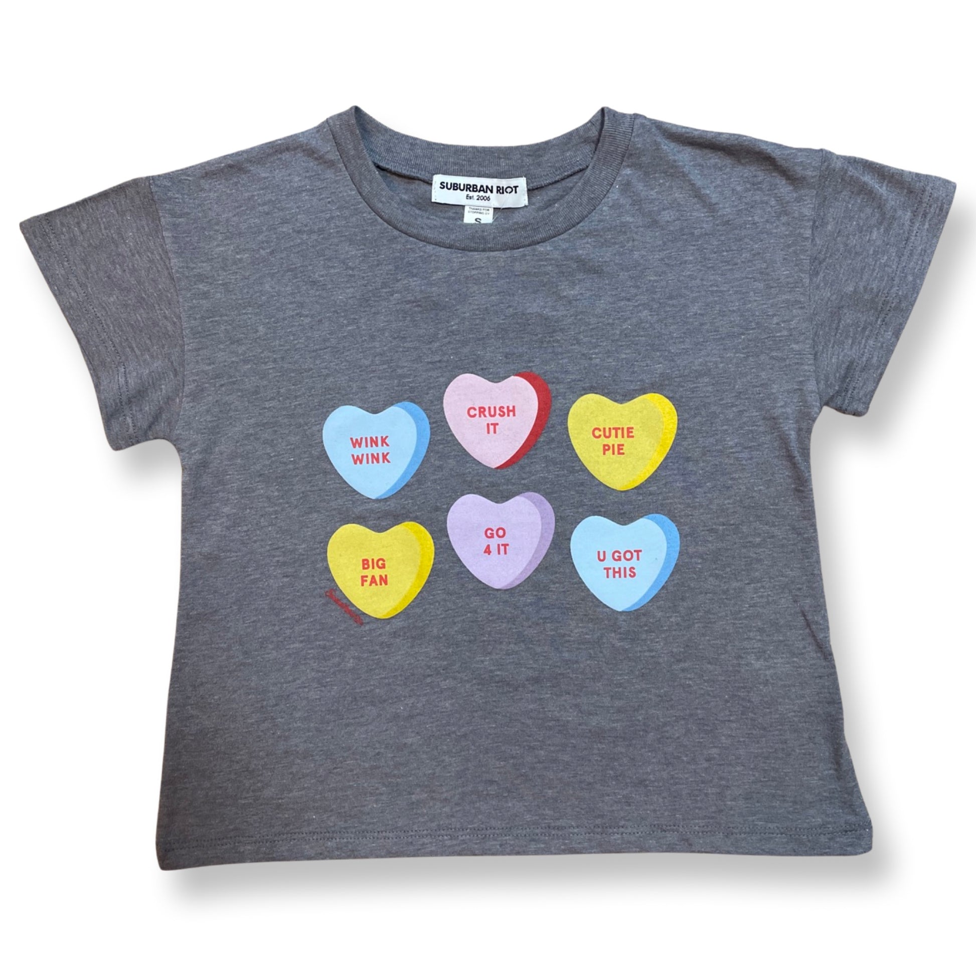 Candy Hearts Youth Size Crop Tee Shirt
