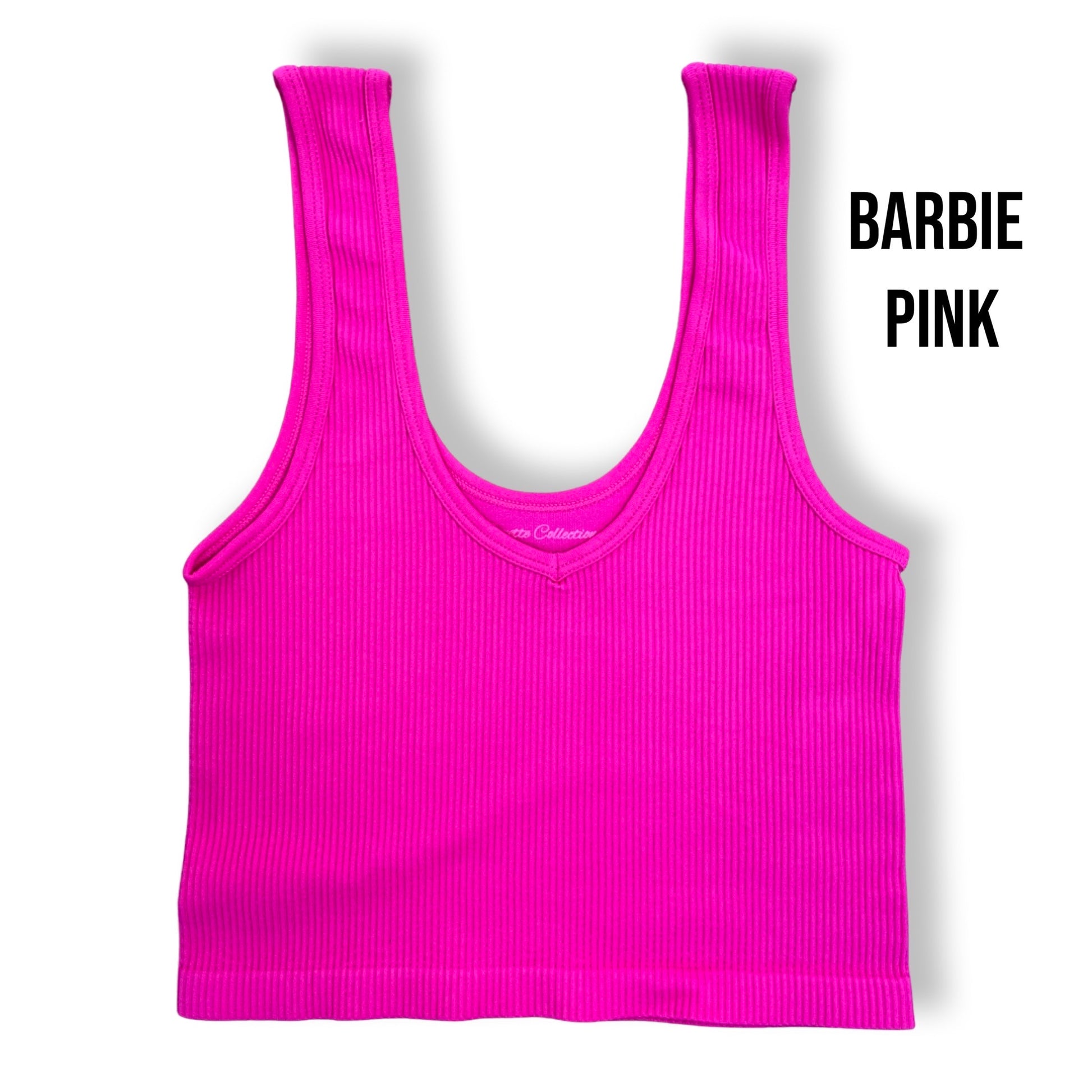 V-neck Ribbed Cropped Tank Brami Barbie Pink Clothing