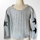 Vintage Havana Girl Distressed Sweater with Leather Stars