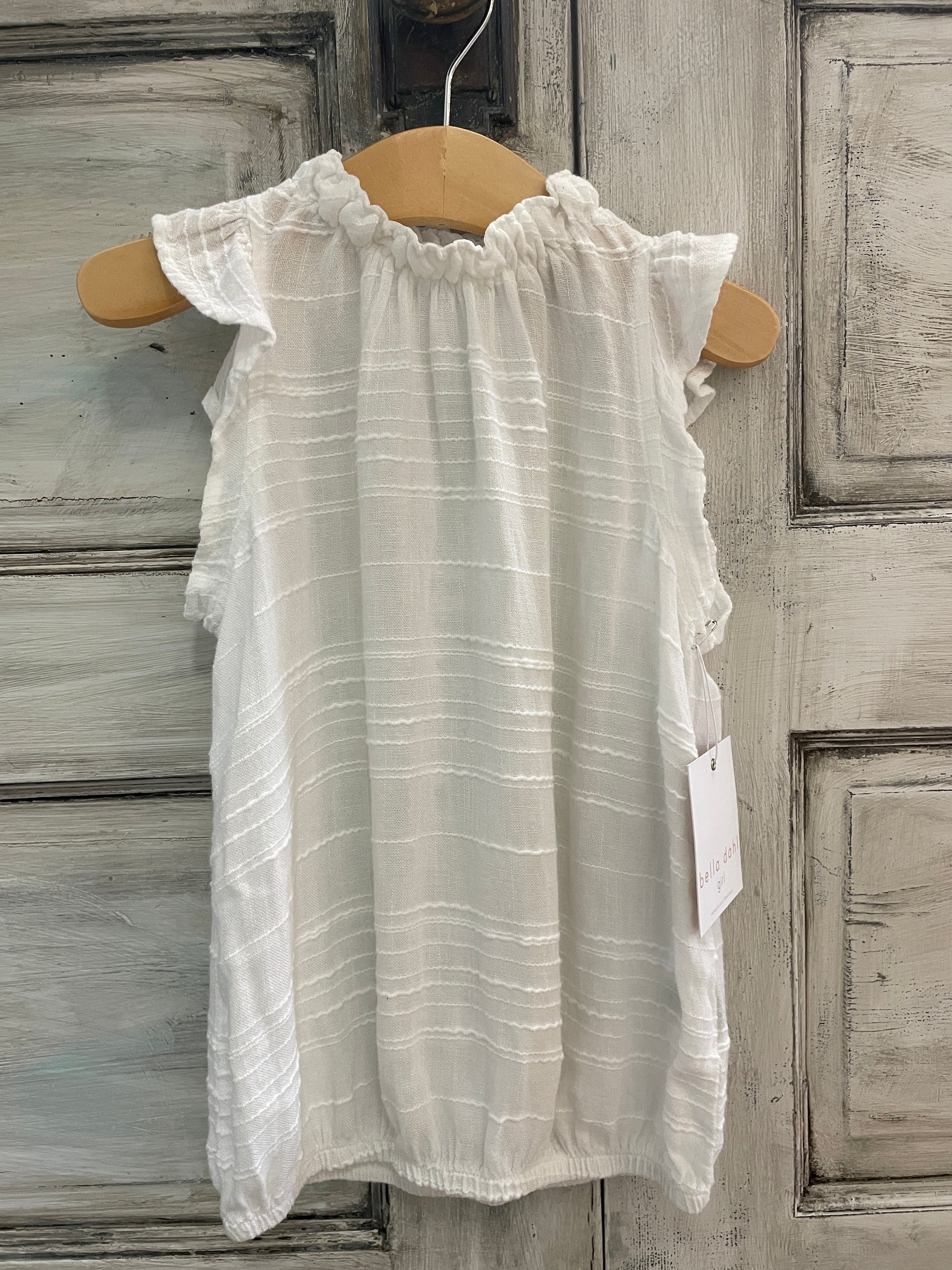Bella Dahl Girl White Bubble Top with Ruffle Cap Sleeve Top